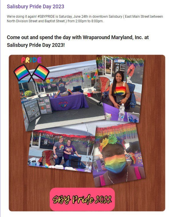 Salisbury Pride Festival/Parade Wraparound Maryland Inc